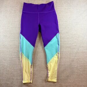 NEW Fabletics Power Hold Zone High-Waisted 7/8 Legging Purple Colorblock MED NWT